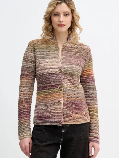 United Colors of Benetton kardigan z dodatkiem wełny różowy zielony
