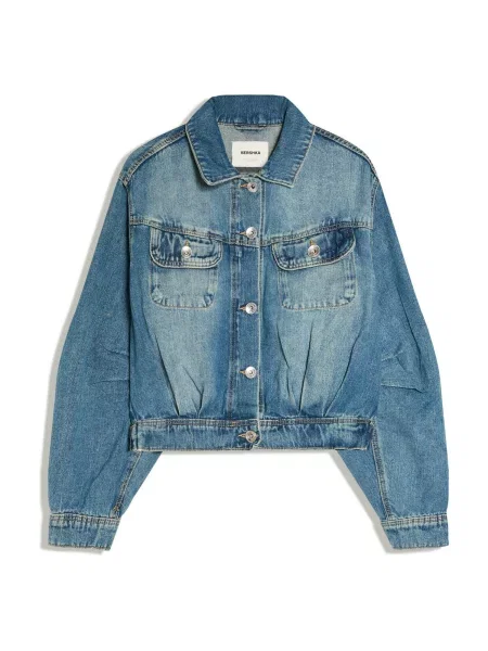 Bershka Geacă de primăvară-toamnă denim albastru
