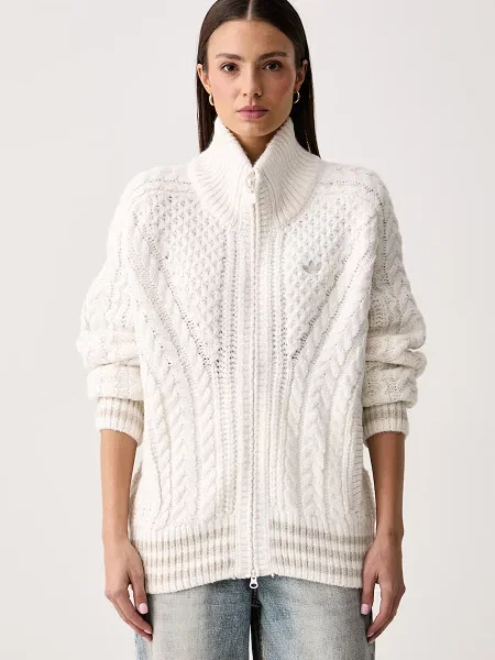 Adidas Originals sweter rozpinany Cable Knit Firebird beżowy