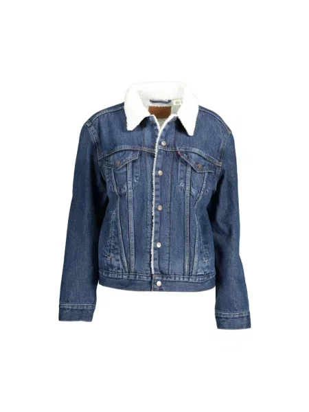 Sztuczne futro kurtka jeansowa Levi's niebieska