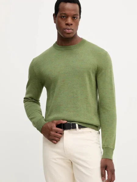 Пуловер с вълна United Colors of Benetton мъжки зелено