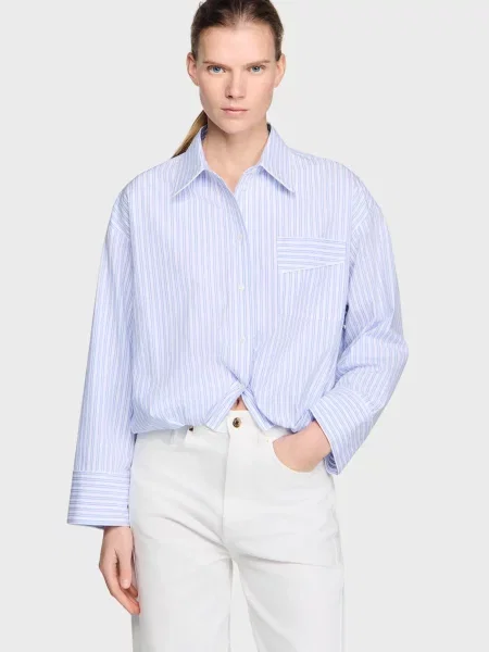 Смугаста сорочка Sandro біла
