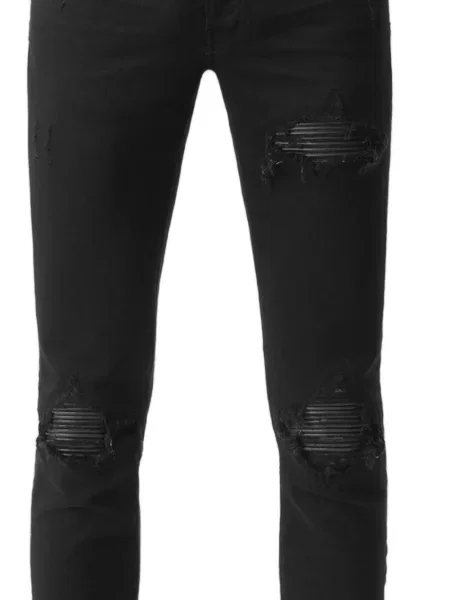 Skinny jeansy skinny Amiri z przetarciami czarne