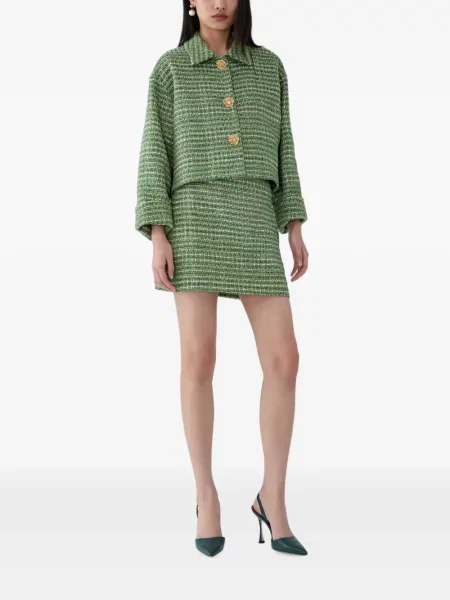 Decupat geacă Carolina Herrera din tweed verde
