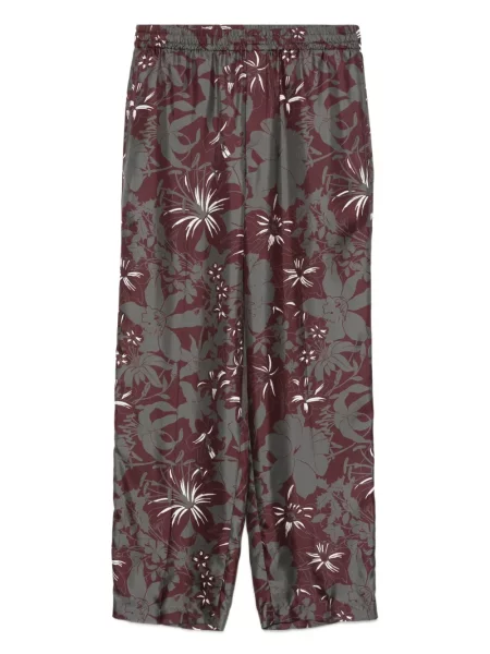 Pantaloni Gucci de mătase cu model floral cu imagine gri