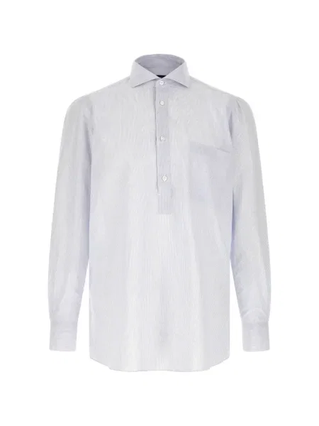 Cămașă Finamore 1925 Napoli cu dungi de jumătate de fermoar alb