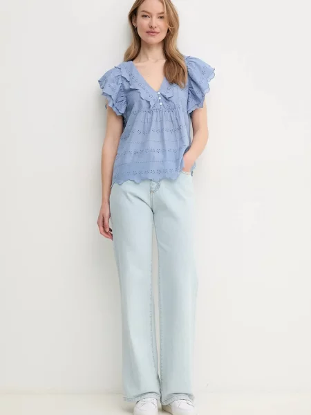 Pepe Jeans bluzka DAME w kwiaty niebieski