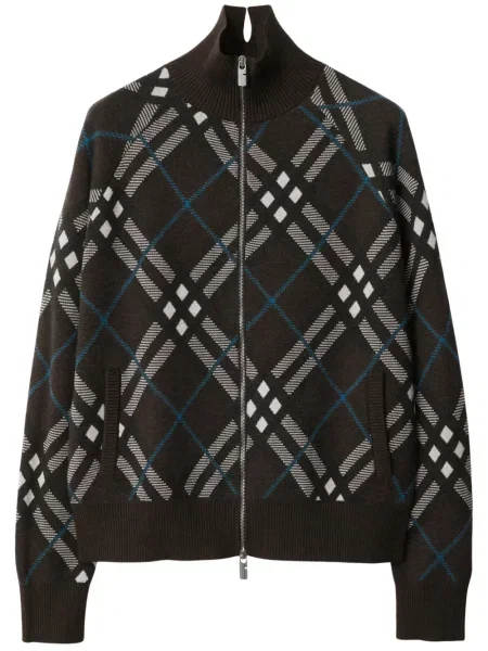 Cardigan Burberry în carouri maro