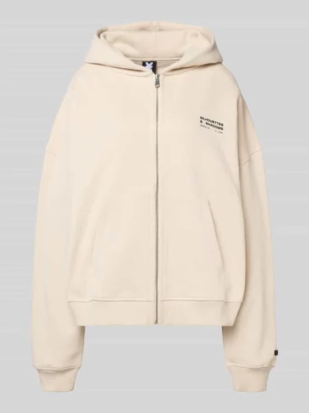 Bluza rozpinana o kroju oversized z kieszenią kangurką Karo Kauer beżowa