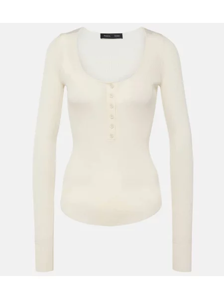 Cămașă Proenza Schouler tricotate cu guler henley alb