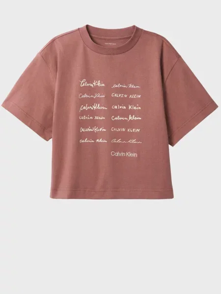 Укорочена футболка Calvin Klein Jeans коричнева
