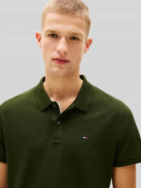 Koszulka polo w kroju regular fit model TJM SLIM PLACKET POLO EXT' Tommy Jeans zielona