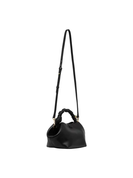 Torebka crossbody Ganni biznesowa z nadrukiem czarna