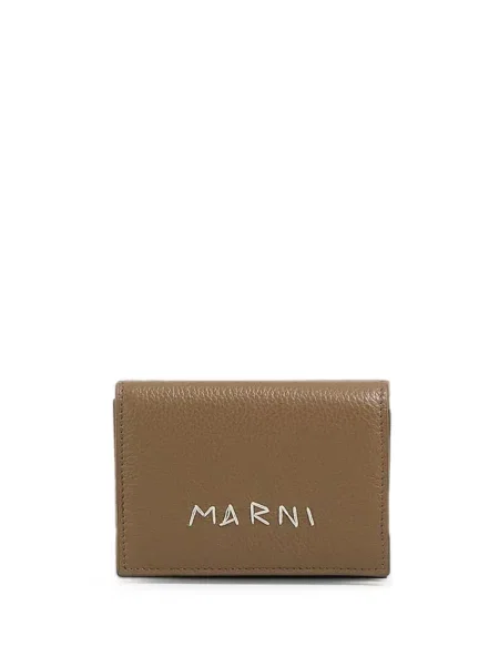 Portofel Marni cu broderie din piele maro