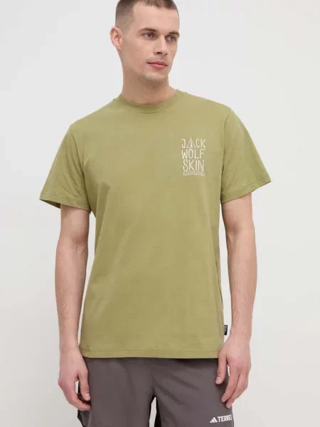 Tričko Jack Wolfskin Jack Tent s potiskem zelená