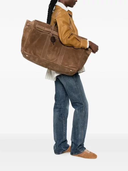Τσάντα shopper Brunello Cucinelli σουέτ καφέ