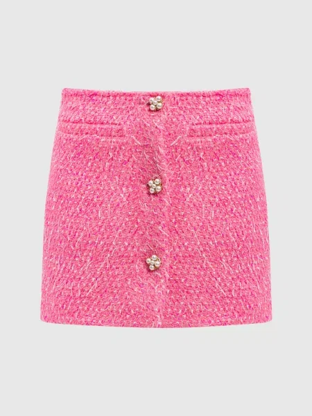 Твидовая юбка мини Vetements розовая