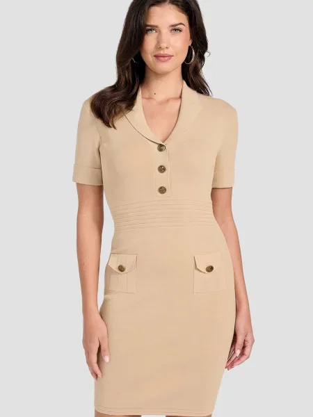 Сукня міді GUESS бежевий