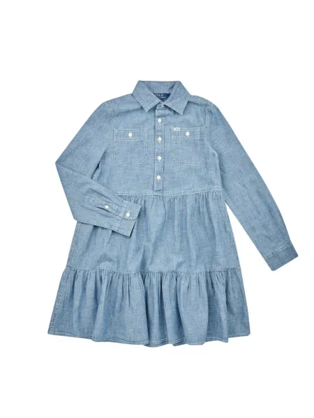 Rochie tip cămașă copii Polo Ralph Lauren albastru