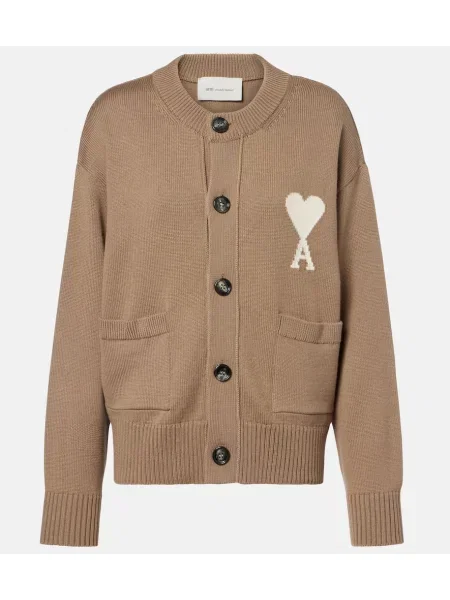 Cardigan Ami Paris de lână bej