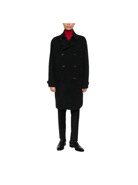 Płaszcz Paolo Pecora wełniany w kratkę czarny