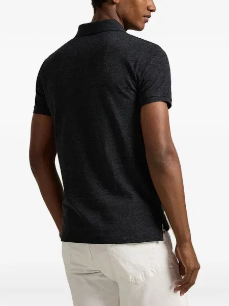 Dugo mrežasta polo majica Polo Ralph Lauren s kapuljačom crna