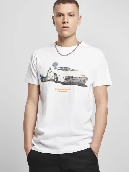 Mister Tee Tricou Weekend Wolf bej / albastru / negru alb
