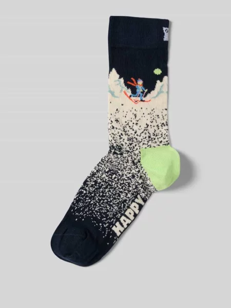 Skarpety ze wzorem na całej powierzchni model ‘Snowy Night’ Happy Socks granatowe
