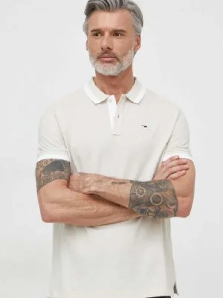 Tommy Jeans polo de cu imprimeu bej