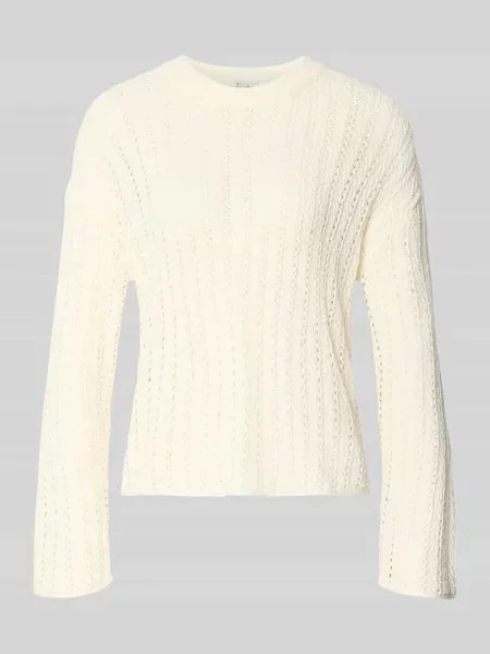 Sweter z dzianiny Comfort-Fit o półprzezroczystym efekcie Tom Tailor Denim biały