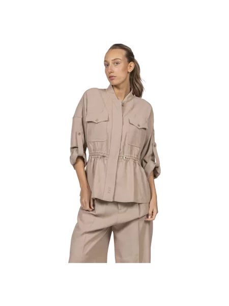 Lniana kurtka Fay beżowa