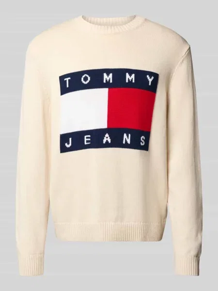 Sweter z dzianiny o kroju regular fit z czystej bawełny Tommy Jeans biały