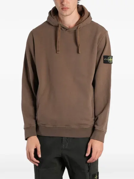 Hanorac din fleece Stone Island din fleece cu strasuri maro