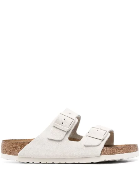 Sandale Birkenstock din piele de căprioară alb
