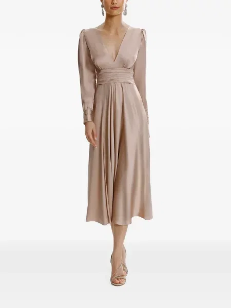 Rochie midi Framboise cu funde din satin