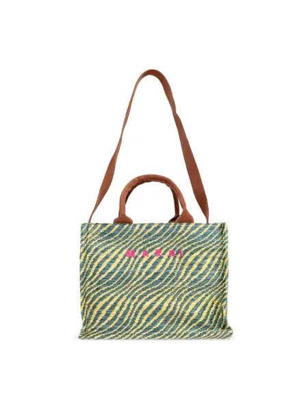 Shopperka Marni z logo zielona