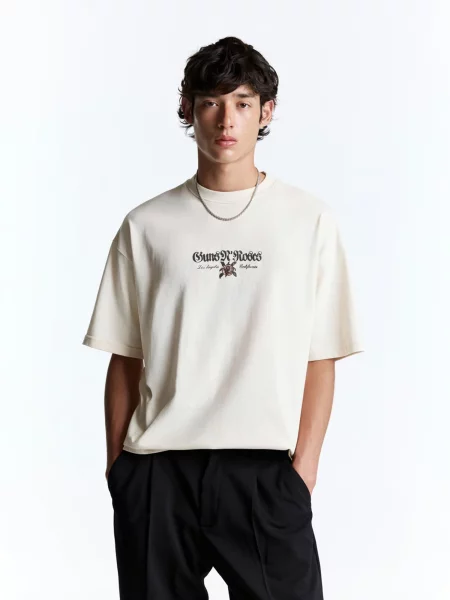 Pull&Bear Tričko GUNS N ROSES APPETITE FOR D čierna biela