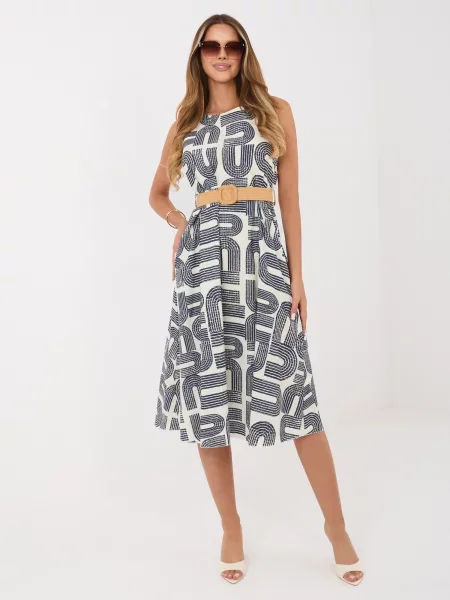 Rochie Italy Moda fără mâneci evazată albastru