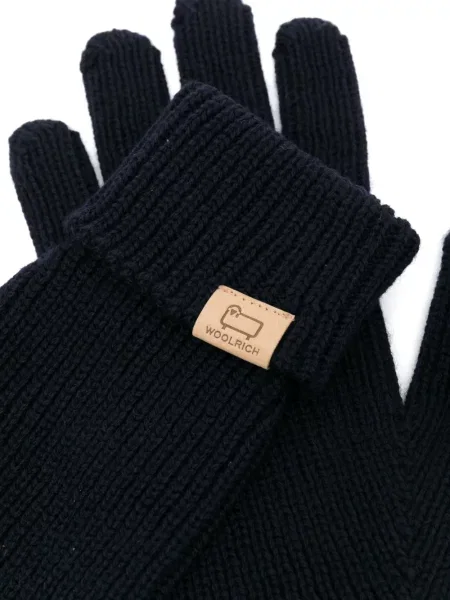 Vlněné rukavice Woolrich s autogramem modré