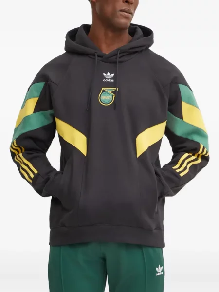 Пухен елец Adidas на райета с качулка бяло