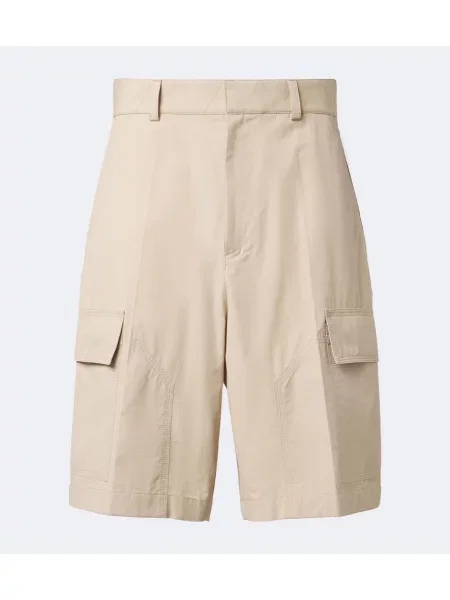 Pantaloni scurți cargo Bottega Veneta din țesătură twill bej