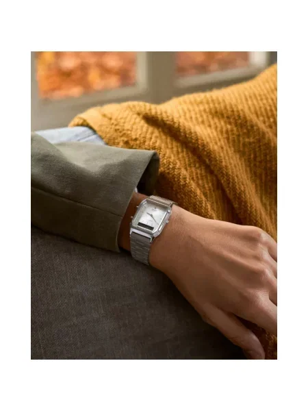Lniany zegarek Casio retro szary