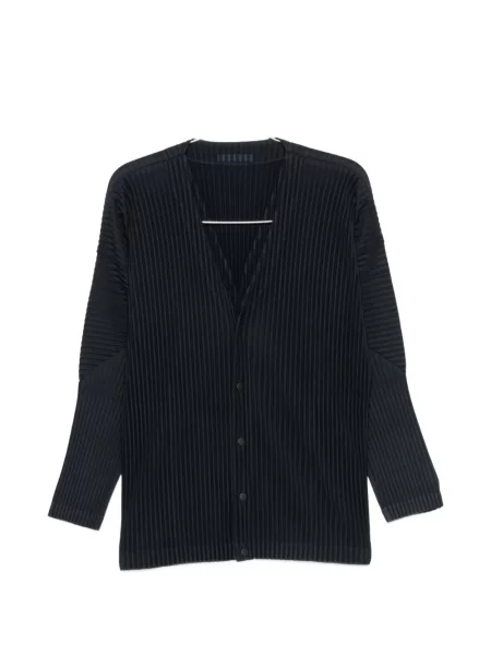 Pulover Homme Plisse Issey Miyake cu decolteu în V albastru
