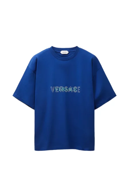 Tricou Versace din jerseu cu autograf albastru