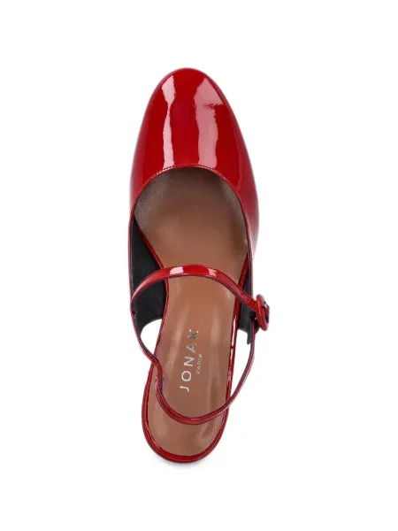 Pantofi cu toc Jonak Paris slingback roșu