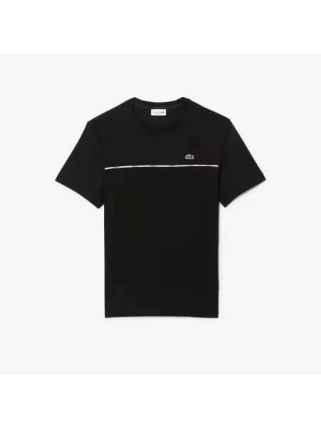 Lacoste T-Shirt Z Okrągłym Dekoltem Z Nadrukiem Regular Fit czarny