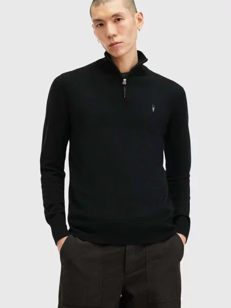 Allsaints Sweter Typu Troyer Kilburn schwarz czarny
