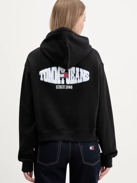 Tommy Jeans hanorac cu glugă pentru femei din negru