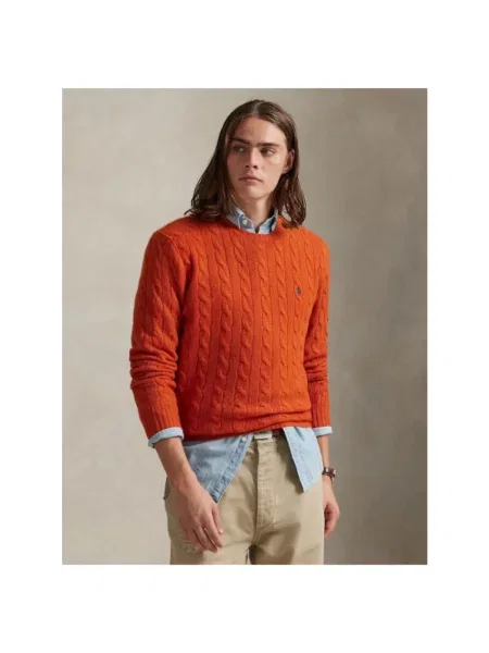 Sweter Polo Ralph Lauren wełniany pomarańczowy