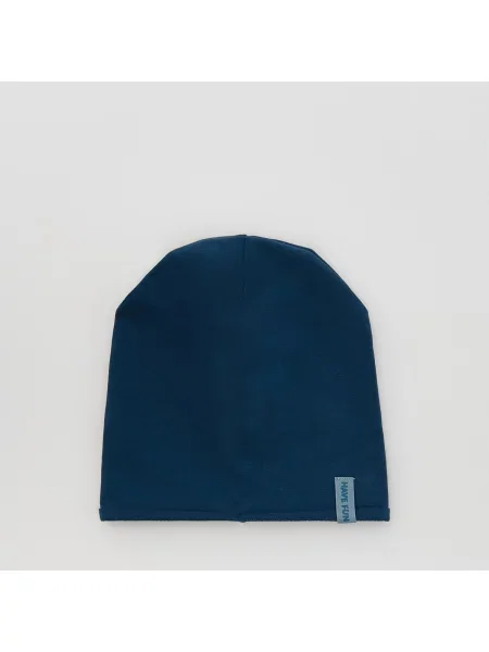 Reserved Pamutban gazdag beanie sapka rátéttel kék